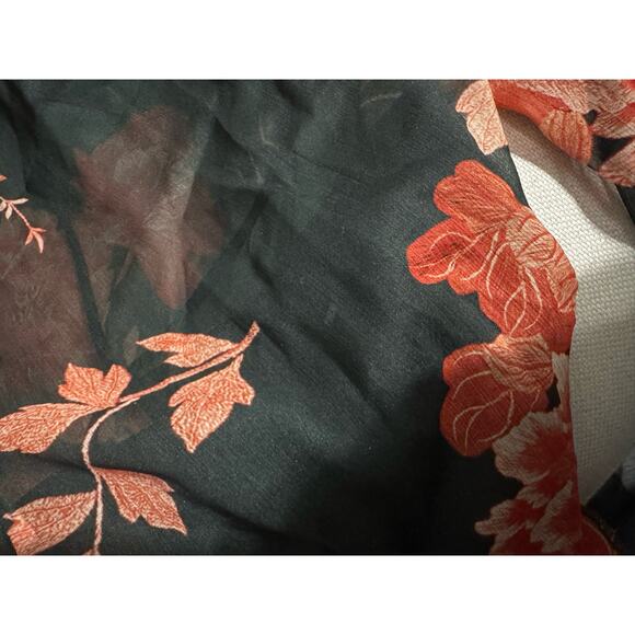 ASOS Long Sleeve Floral Print Maxi Dress Black Red Frill Hem Womens Size 14 New - Picture 14 of 14